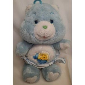 Vintage 1983 Kenner Blue Plush Baby Tugs Care Bear 10 Inch with Diaper